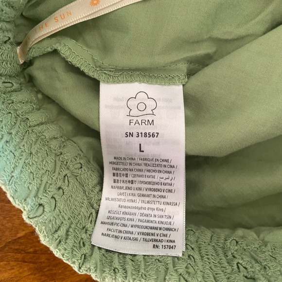 Farm Rio Pineapple Eyelet Shorts Green Drawstring Pockets Scalloped Hem L EUC - Picture 6 of 14